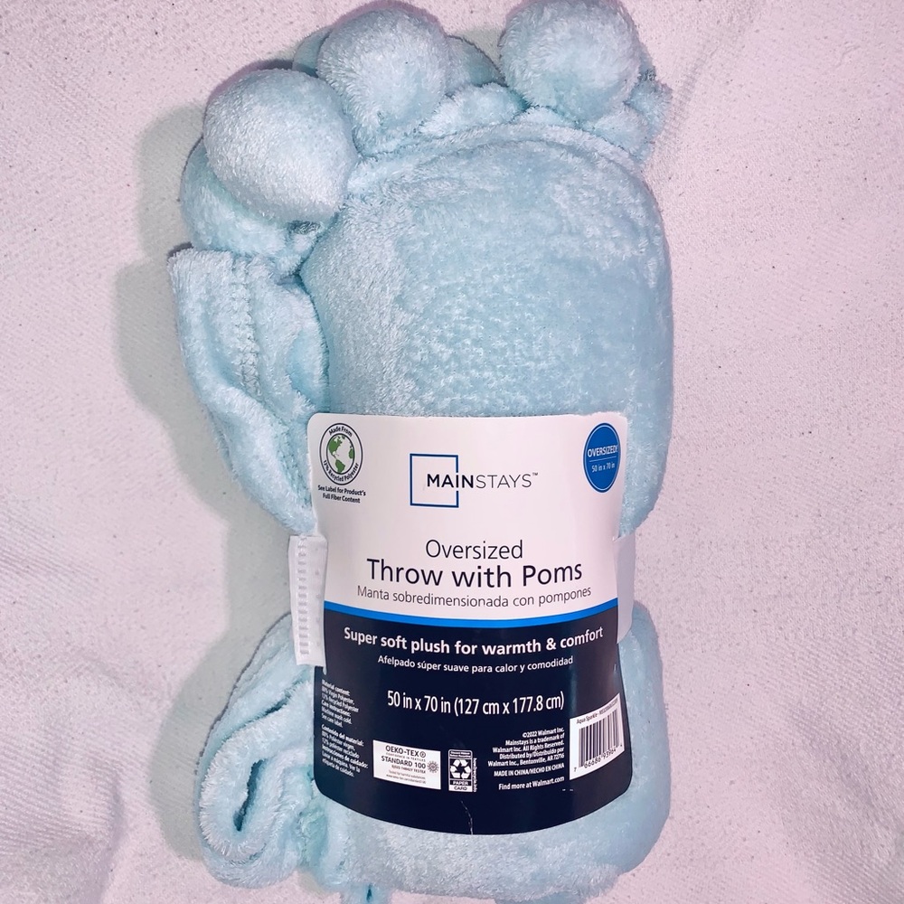 Mainstays Blue Plush Throw Blanket Bedding
